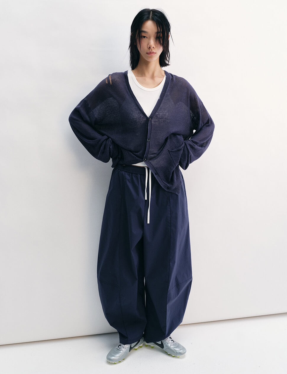 Navy Barrel Parachute Pants -PREORDER