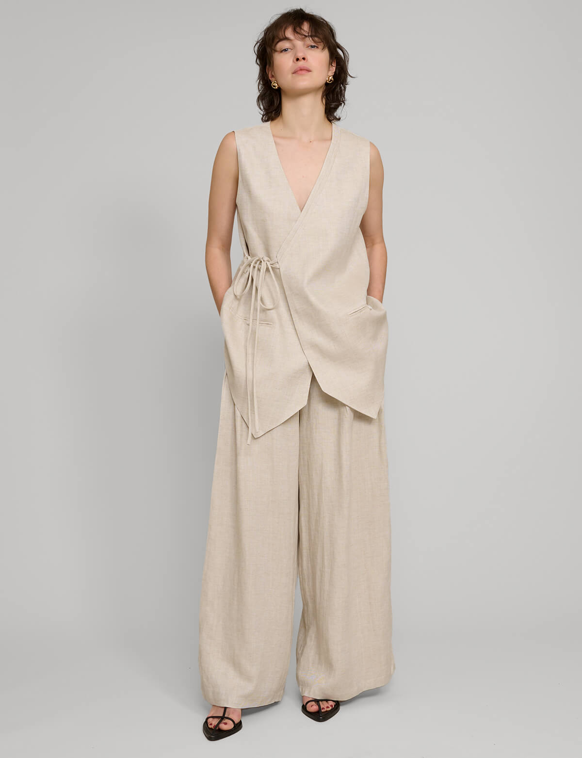 Oat Oversized Wrap Vest