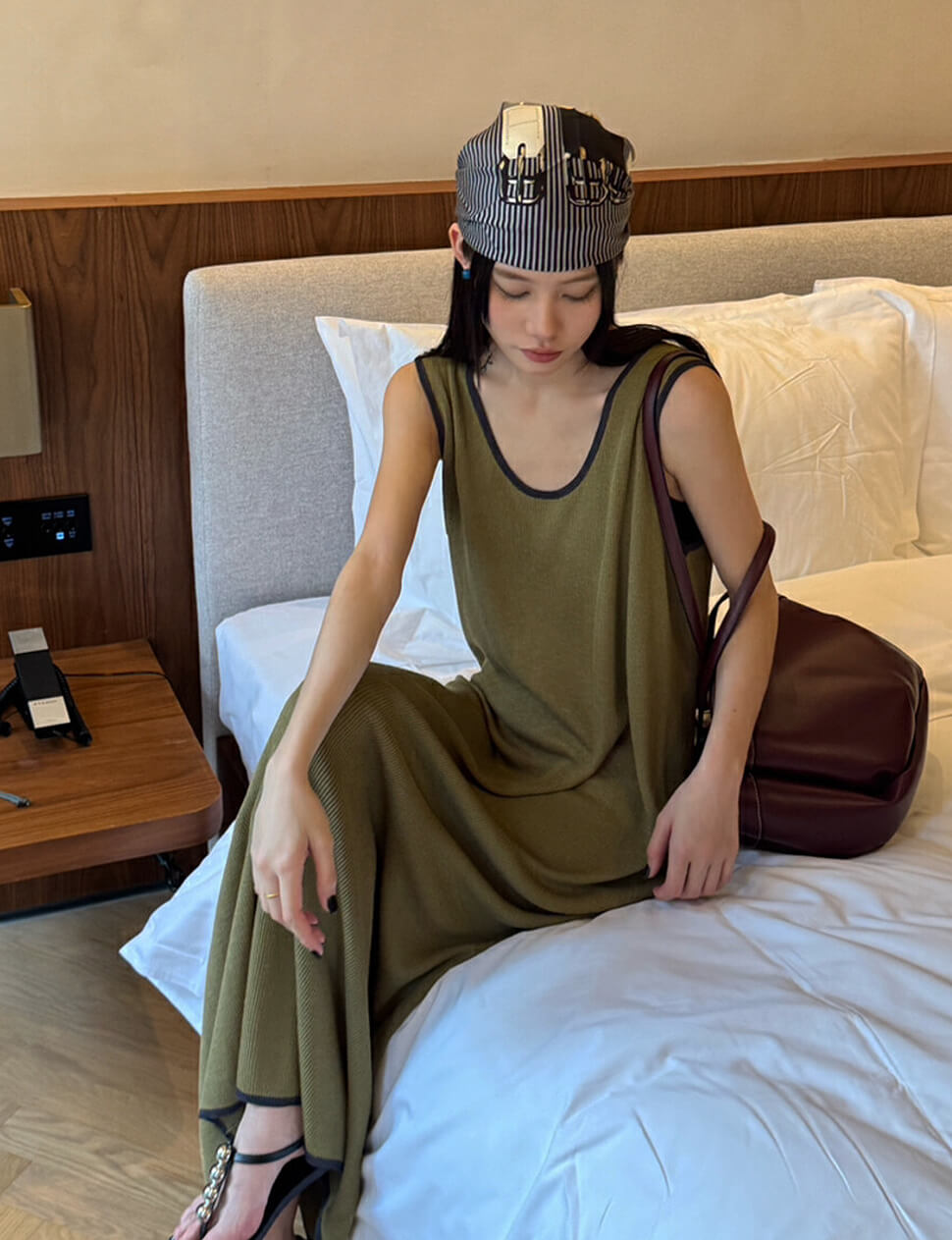 Olive Contrast Knit Dress Olive Contrast Knit Dress