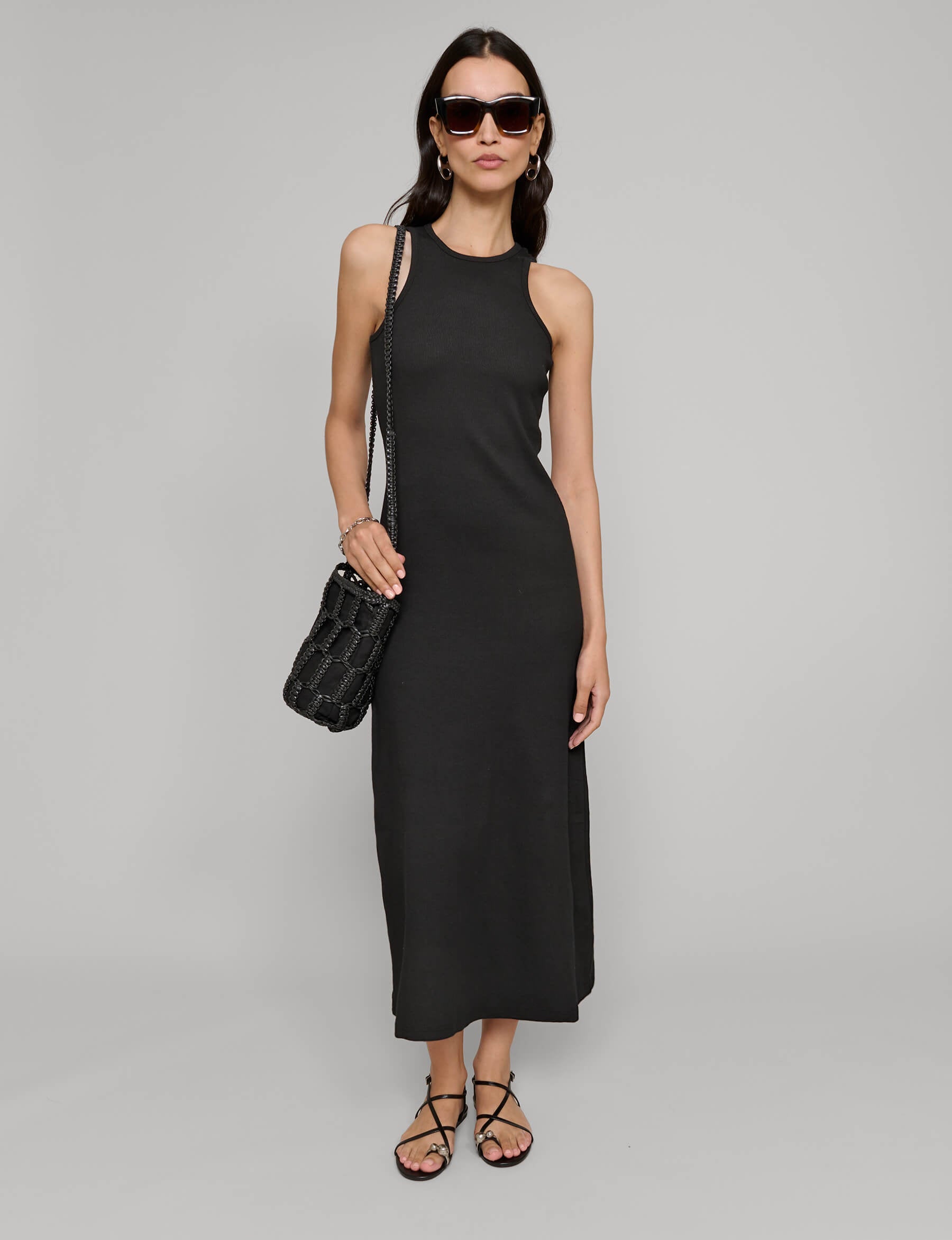 Delilah Black Ribbed Tank Dress