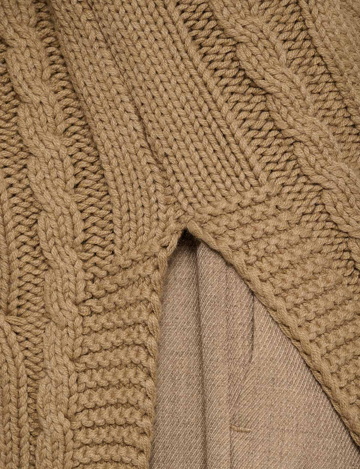 Padded Cable-Knit Oversized Sweater