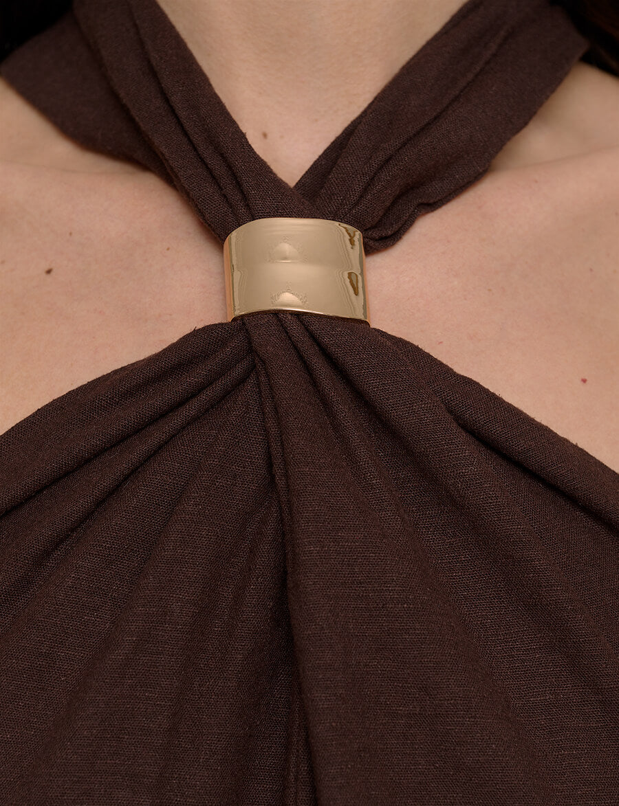 Attica Linen Gold Cuff Dress-BESTSELLER Attica Linen Gold Cuff Dress-BESTSELLER