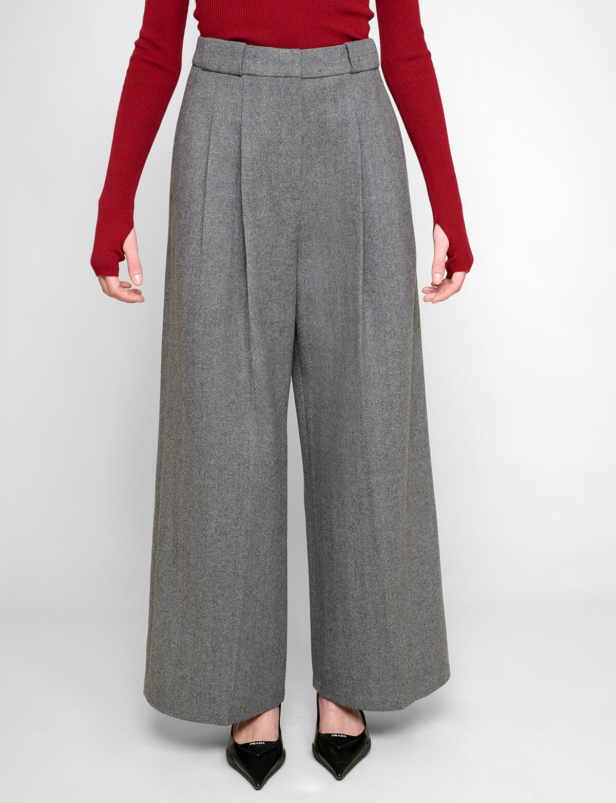 Herringbone Wide Leg Pants