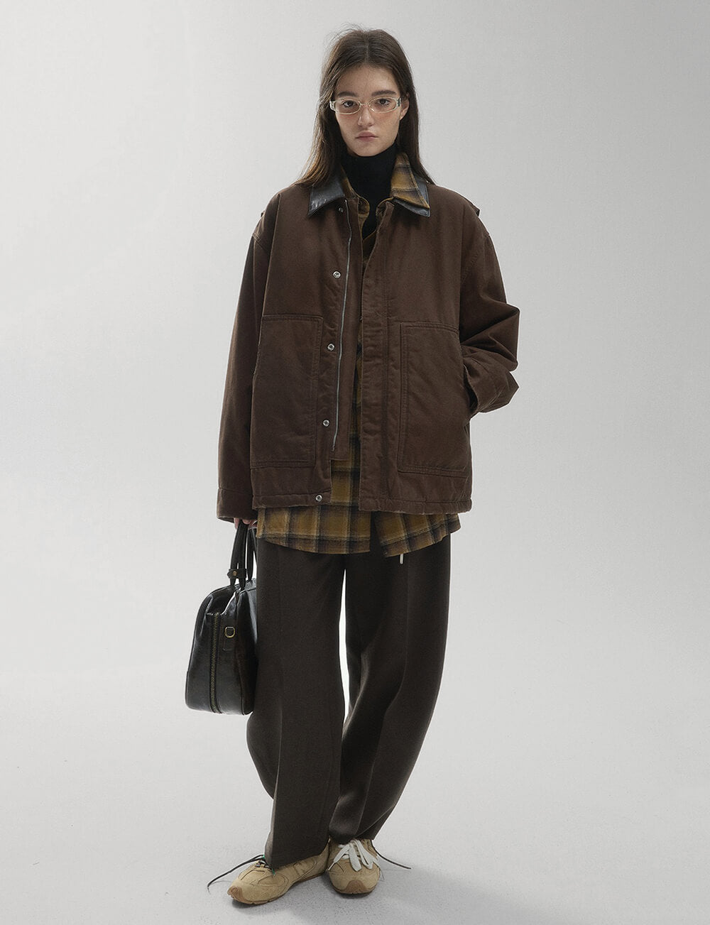 Brown Leather Collar Barn Jacket