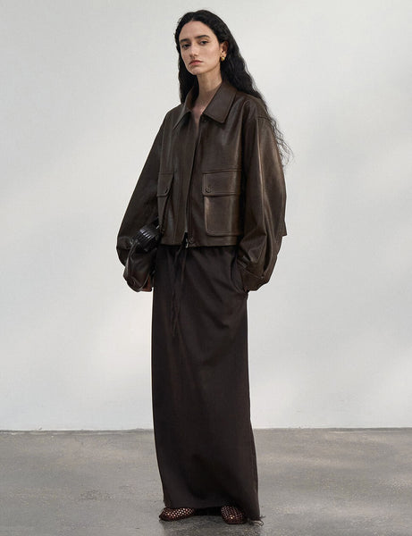 Brown Patch Pocket Leather Jacket-BESTSELLER