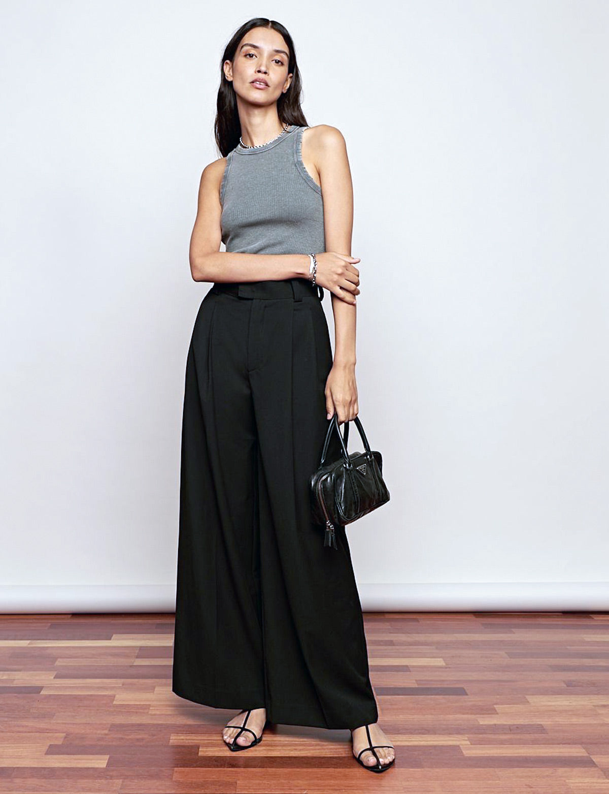 High waisted wide store leg black pants