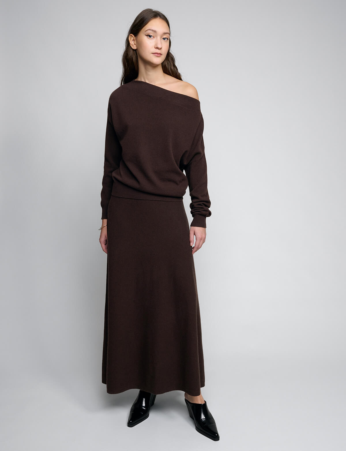 Clothes Sweater Maxi Skirt Jersey Chocolate Knit Maxi Skirt