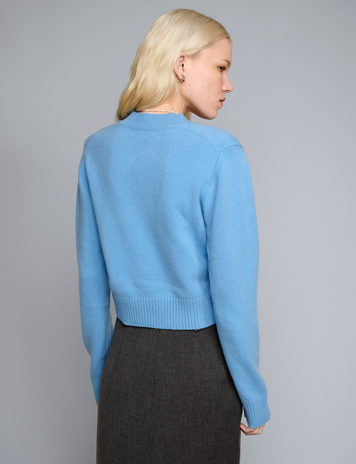 Periwinkle Cropped V-Neck Sweater