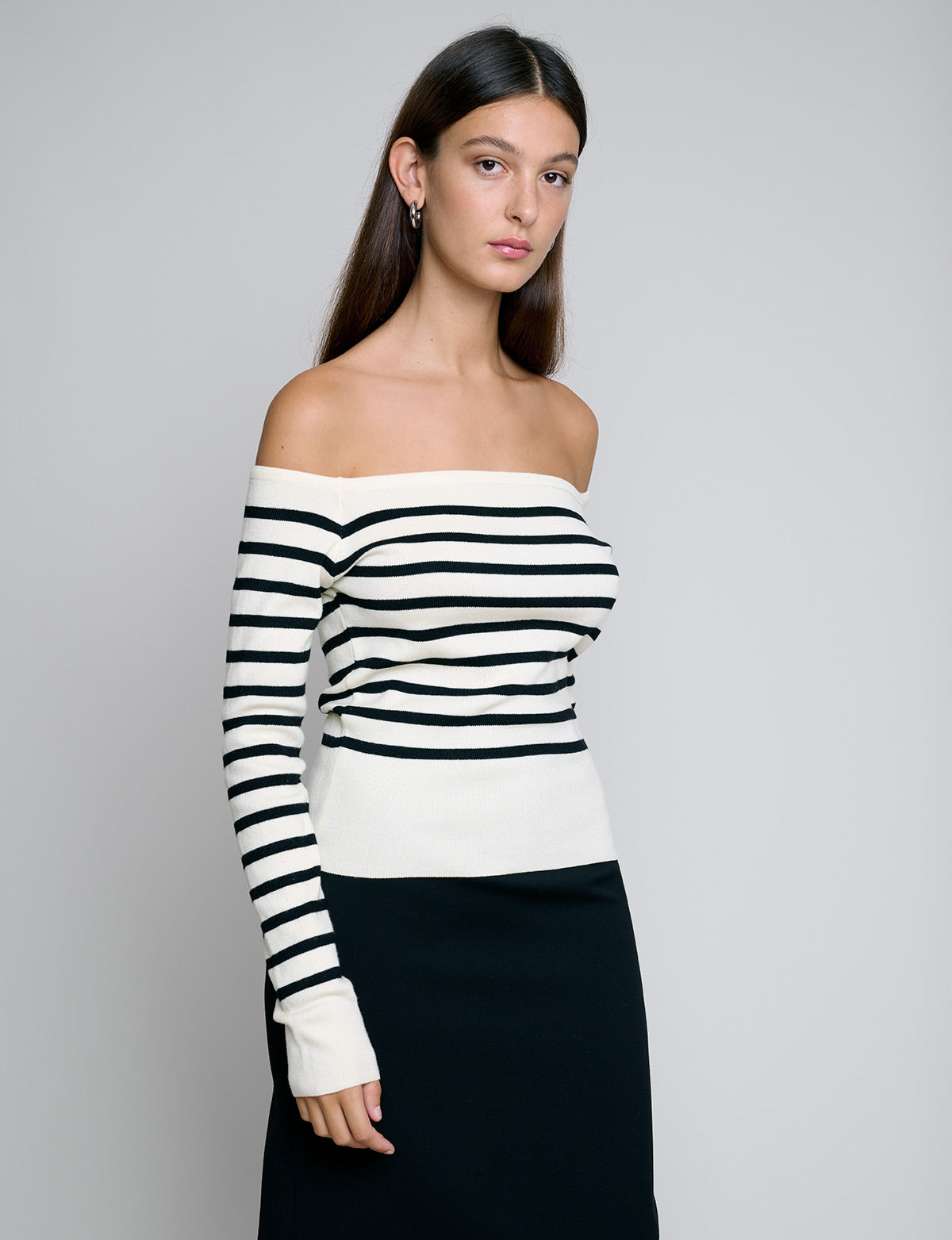 Marcel Cream Stripe Off-The-Shoulder Top