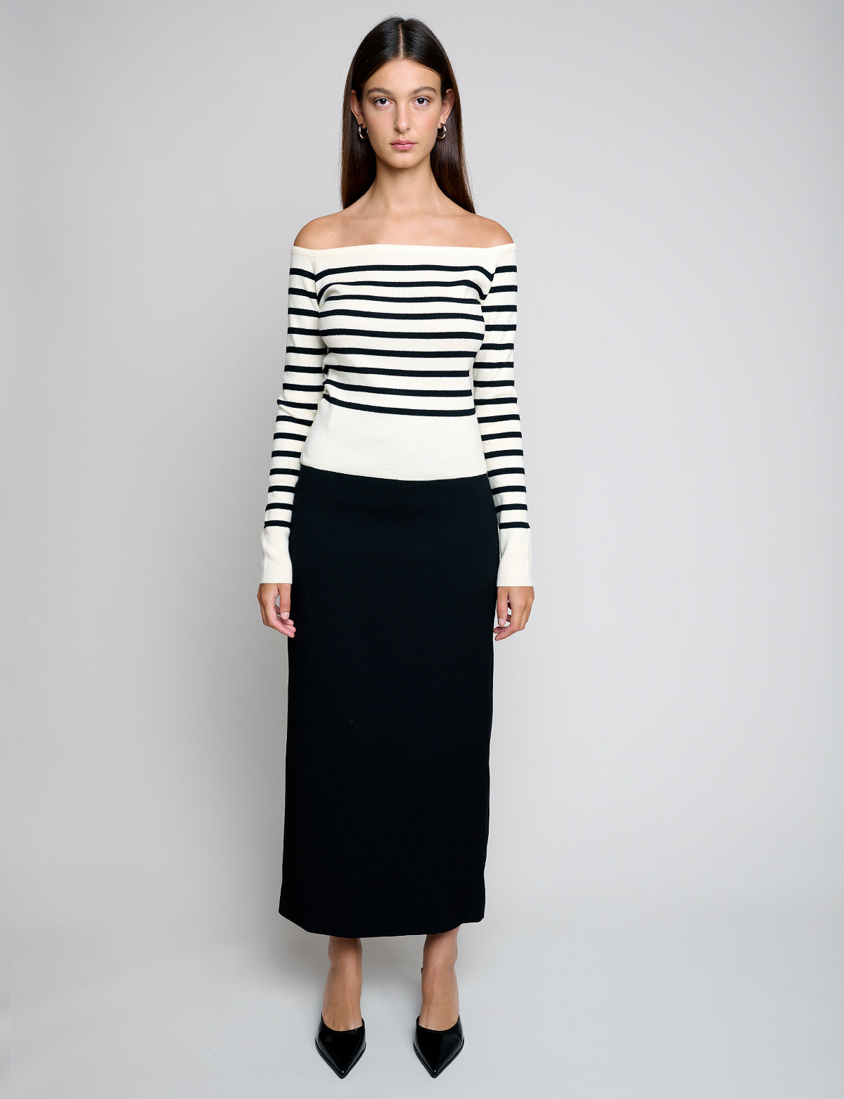 Marcel Cream Stripe Off-The-Shoulder Top