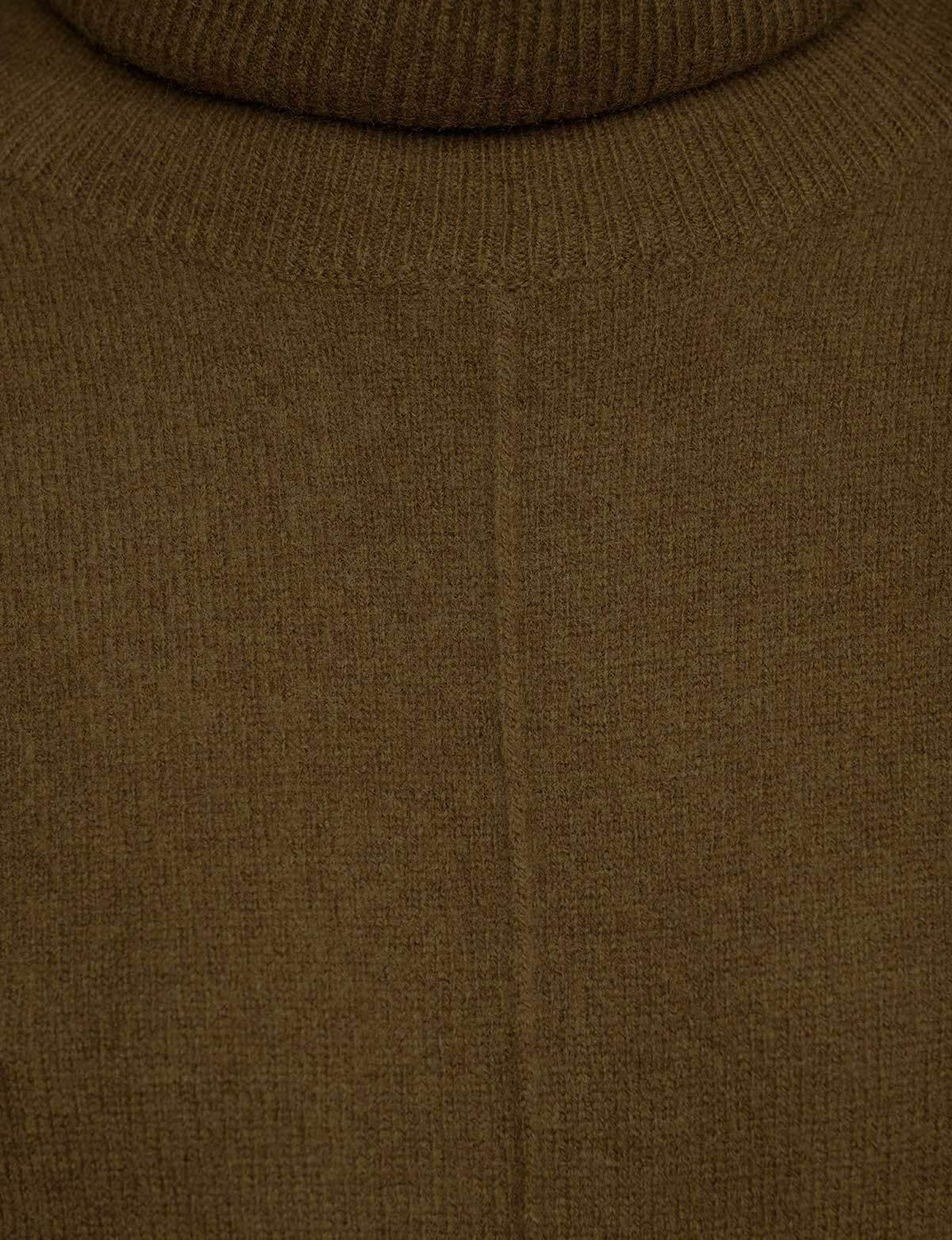 Slit Long Turtleneck Sweater in Saddle Brown-PREORDER