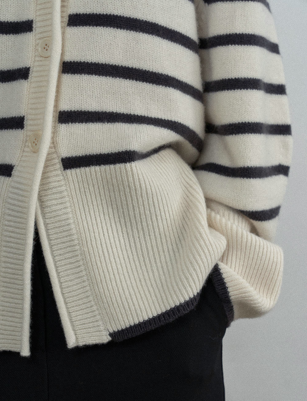 Ivory Striped Cardigan-BESTSELLER