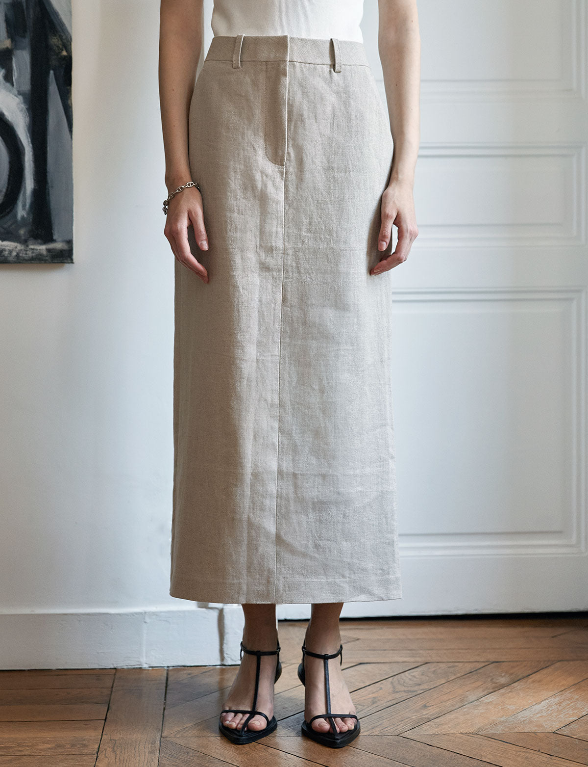 Oat Linen Maxi Skirt