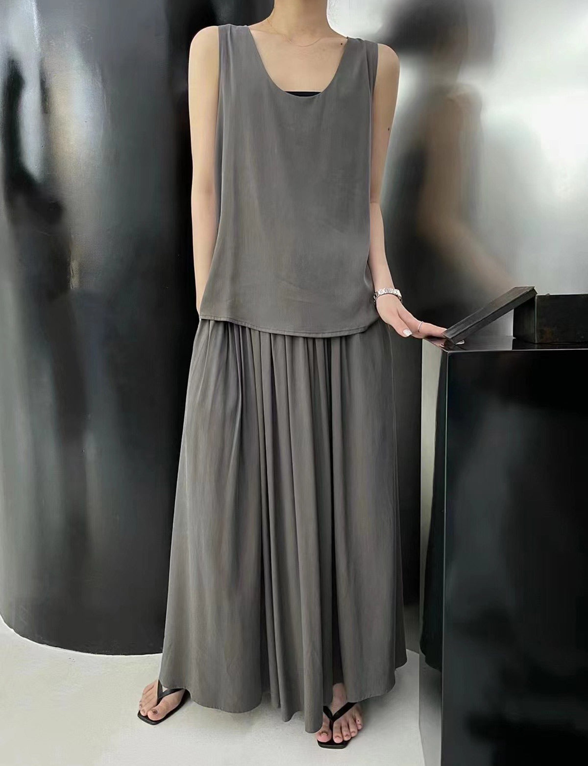 Silk skirt full top