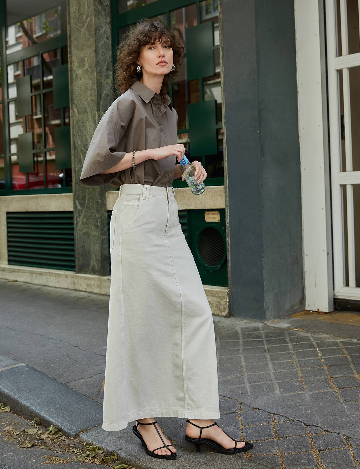 Trendy White Denim Midi Skirt With Slit | Dress Up