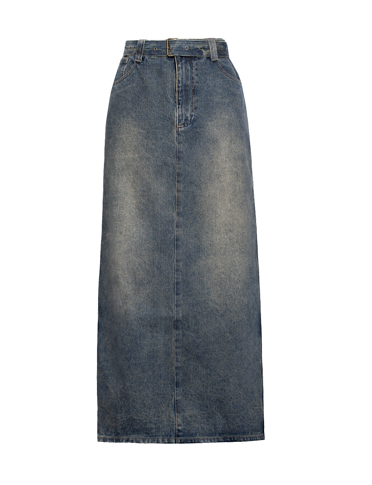 Dirty Denim Belted Maxi Skirt -BESTSELLER