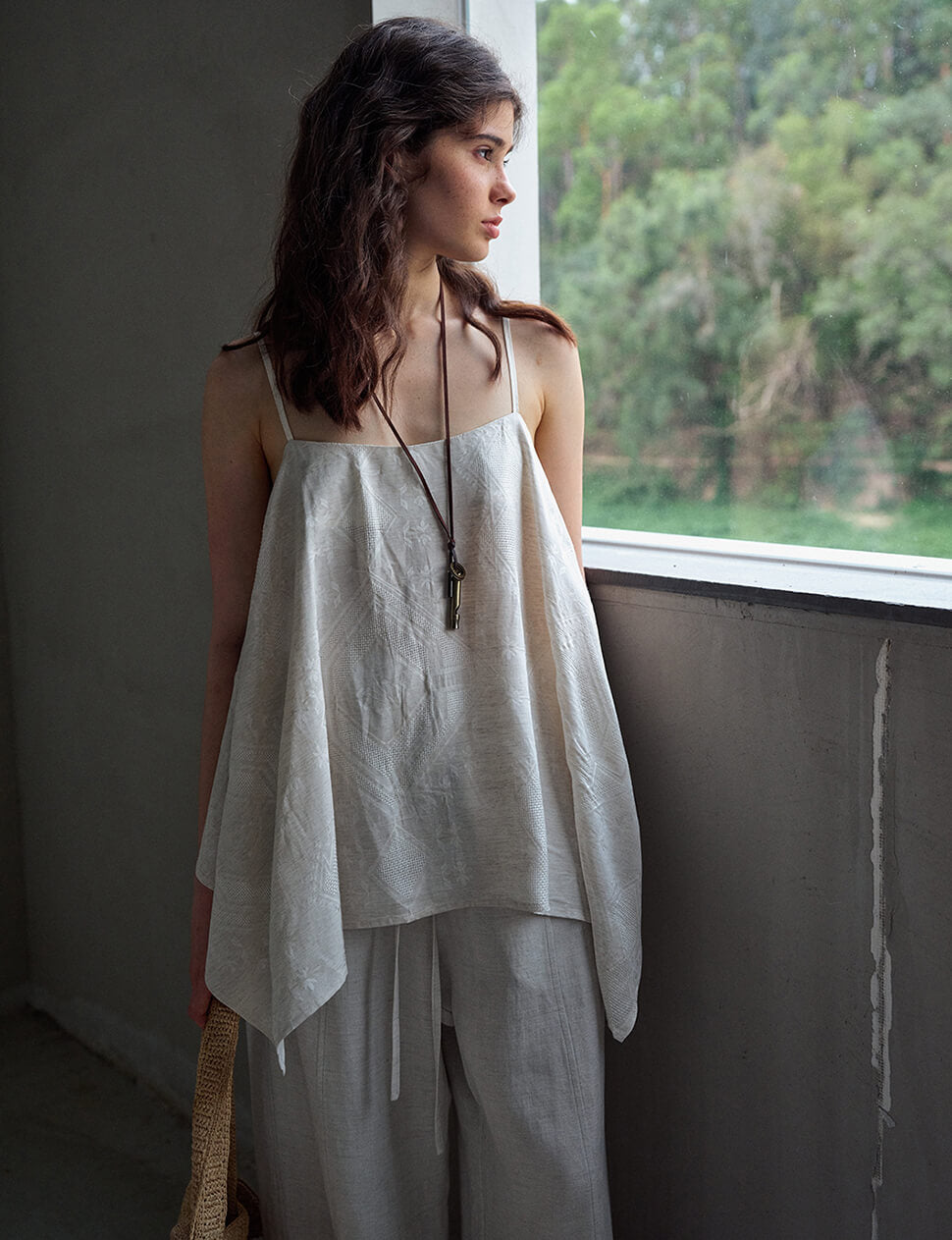 Embroidered Jacquard Cami Top-PREORDER