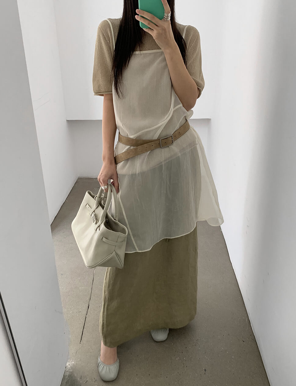 Beige Sheer Mesh Layering Top