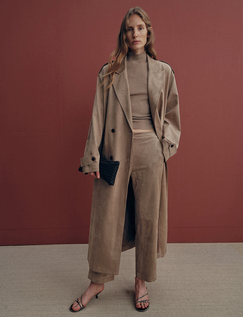Belted Suede Trench Coat-PREORDER