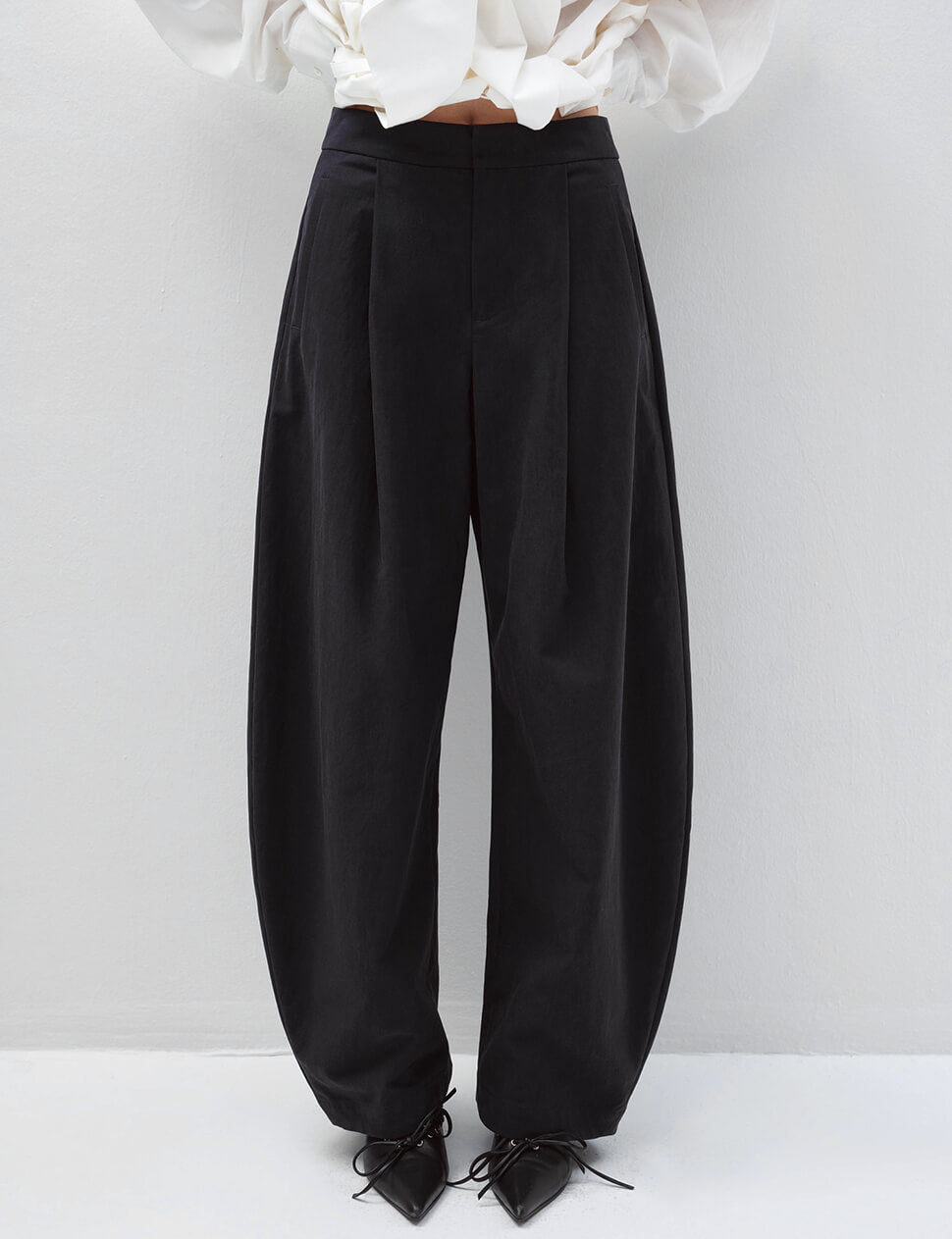Black High Waist Barrel Leg Pants-PREORDER