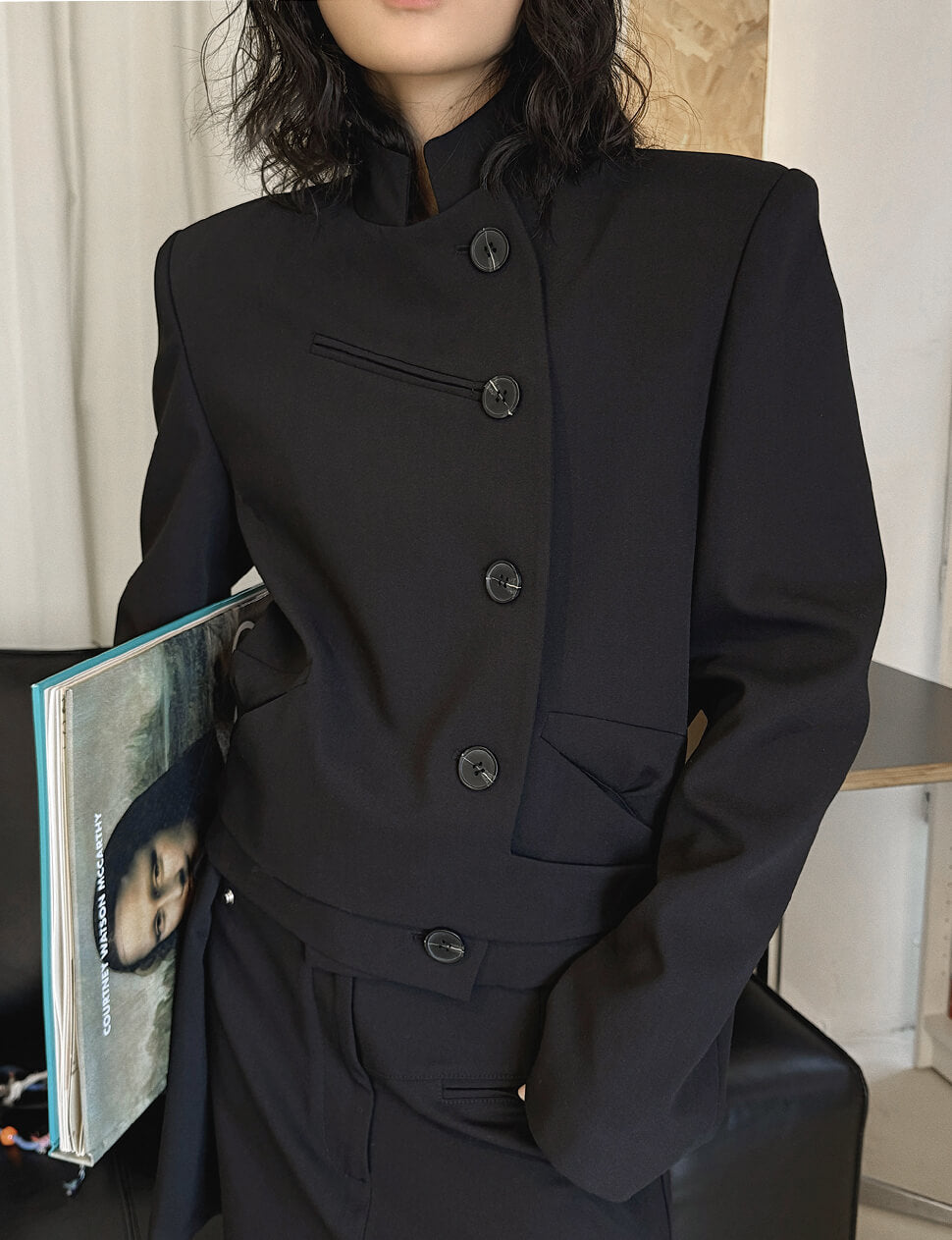 Asymmetric Mandarin Collar Jacket-PREORDER