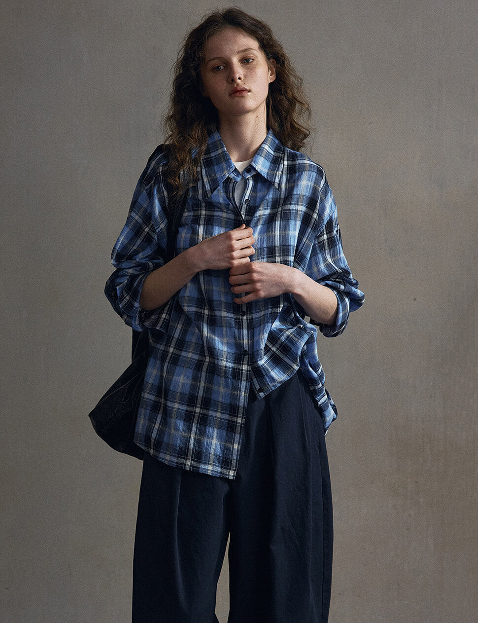 Blue Plaid Oversize Shirt-PREORDER
