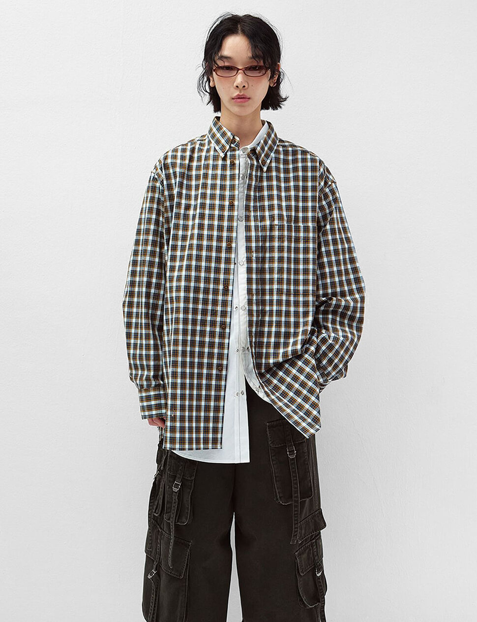 Tobacco Oversized Plaid Shirt-PREORDER