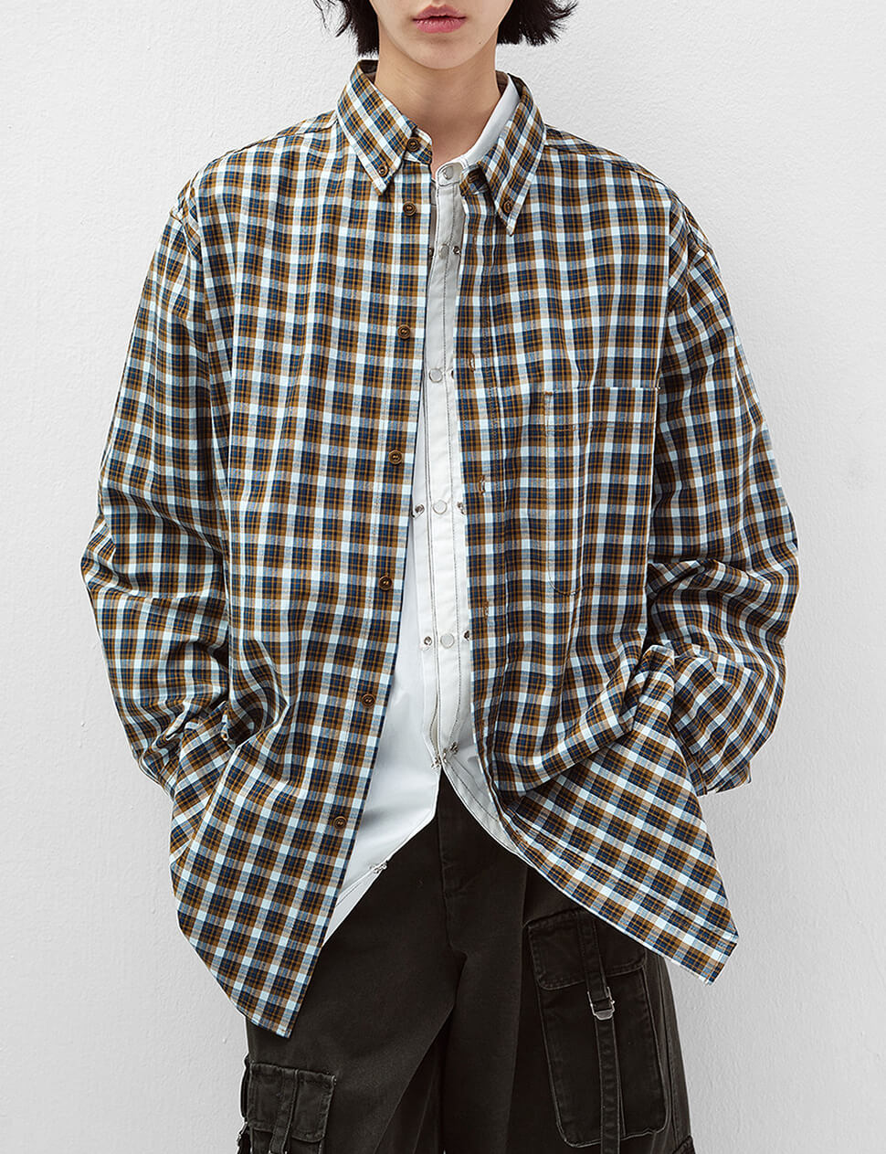 Tobacco Oversized Plaid Shirt-PREORDER