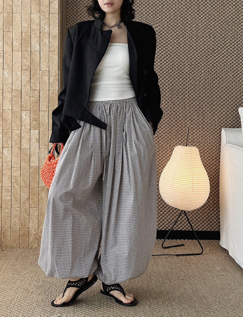 Plaid Harem Balloon Pants-PREORDER