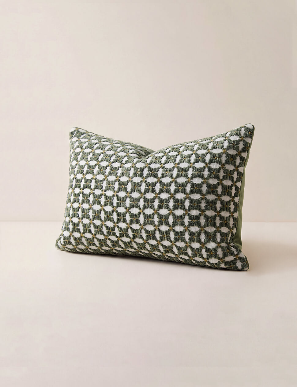 Sage Green Geometric Lumbar Pillow Cover