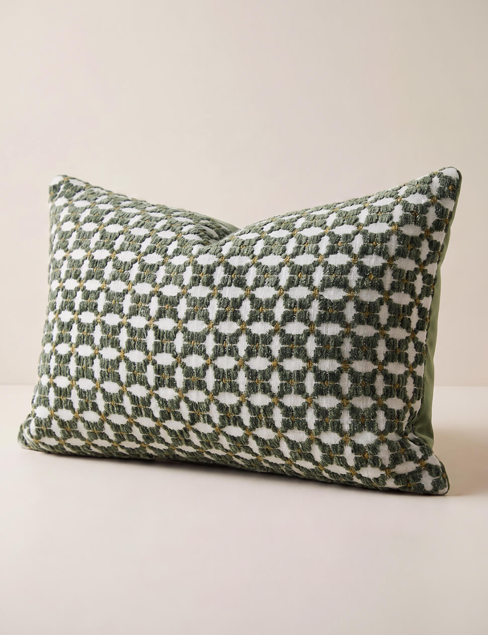 Sage Green Geometric Lumbar Pillow Cover