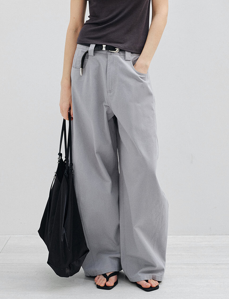 Grey Barrel Leg Pants-PREORDER