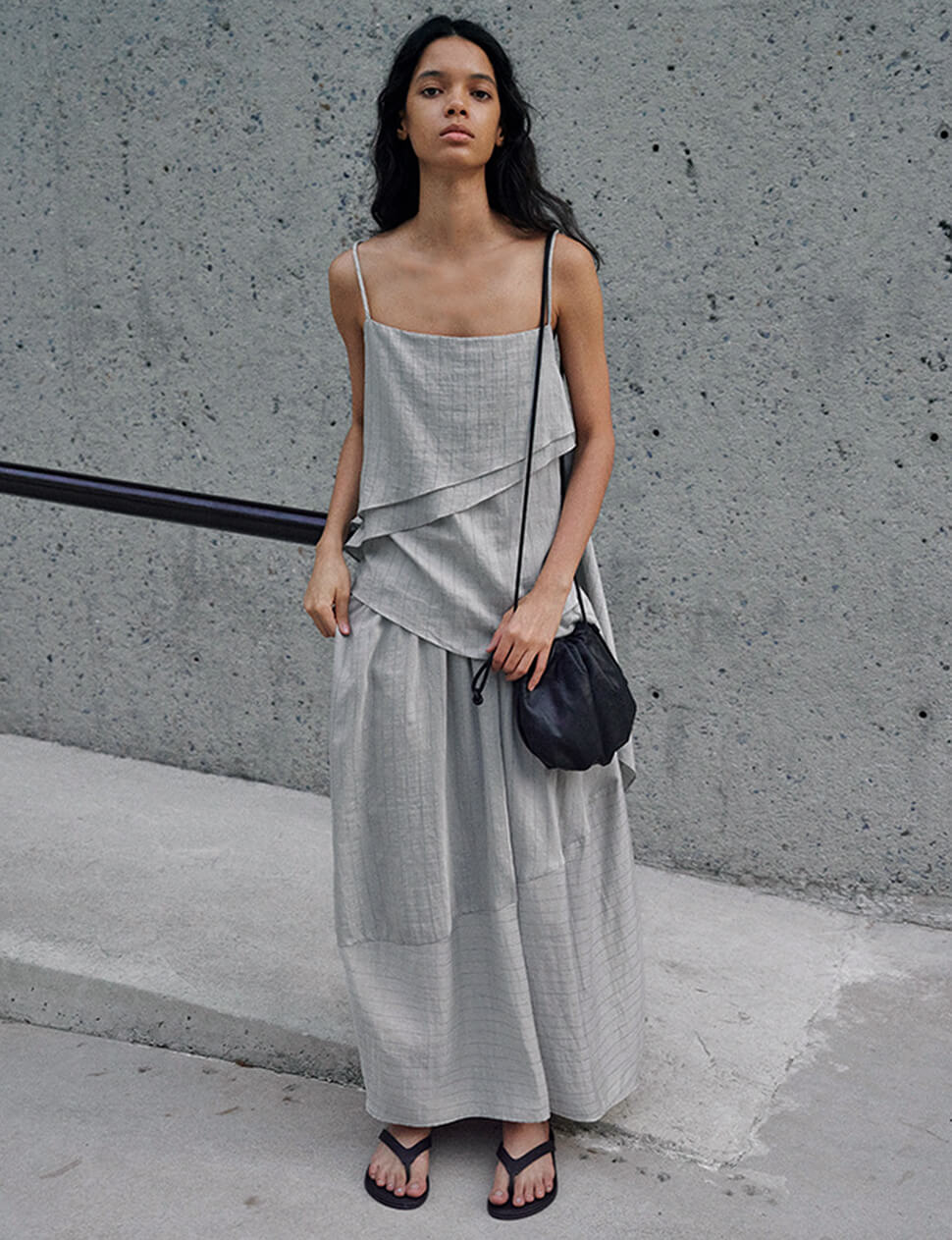 grey dress scarf SILK BIAS SCARF MAXI DRESS