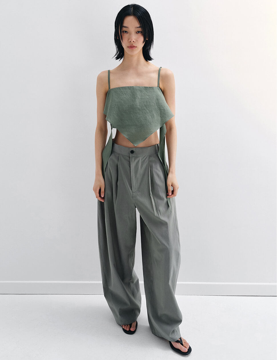 Khaki Pleated Pants