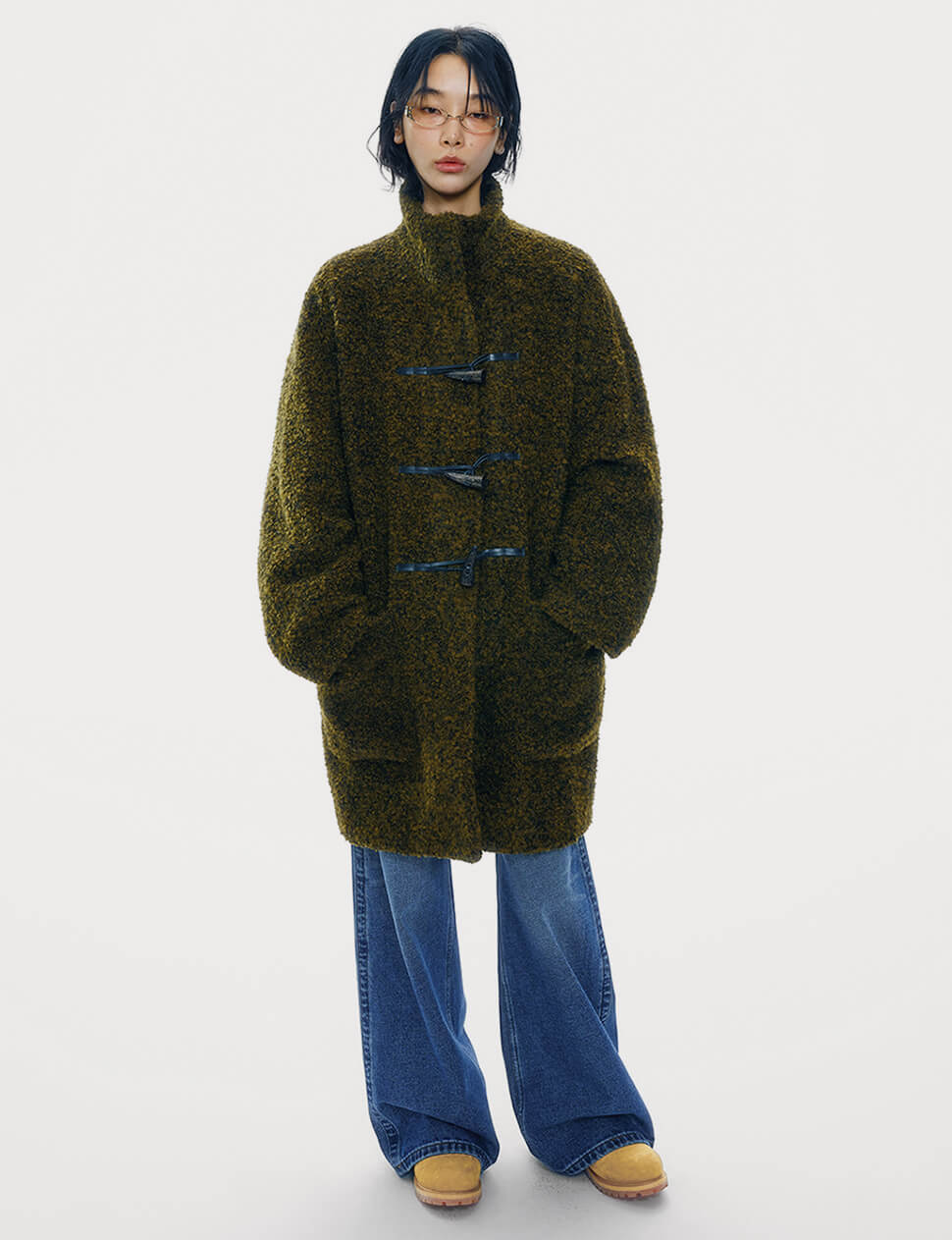 Khaki Boucle Coat-PREORDER