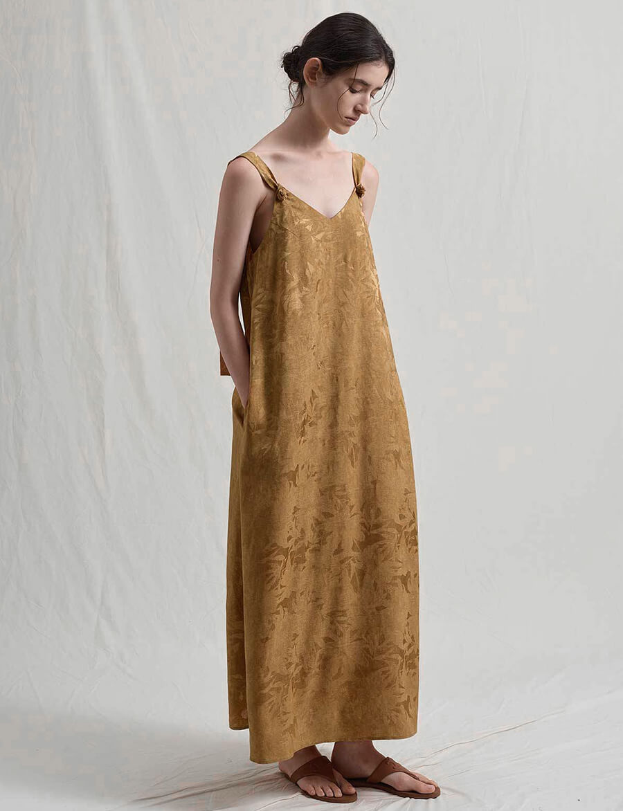 Caramel Knot Shoulder Dress -PREORDER
