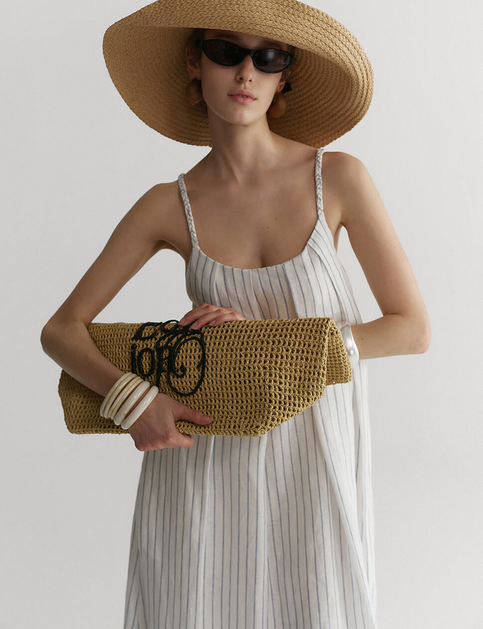 Braided Strap Linen Dress in Blue Stripe-PREORDER