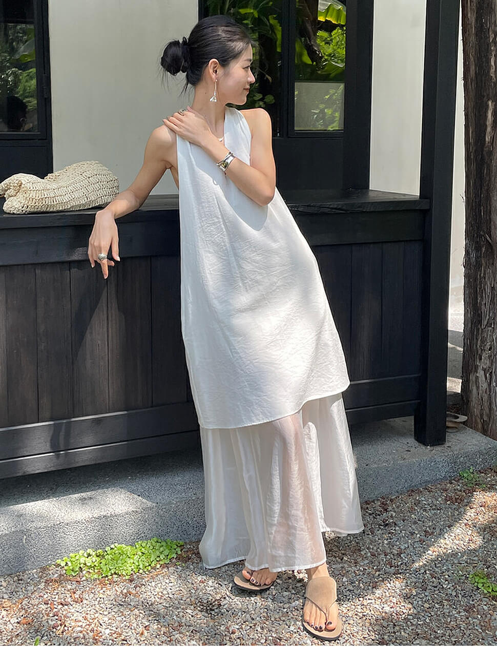 Dakota Layered Dress in White -PREORDER