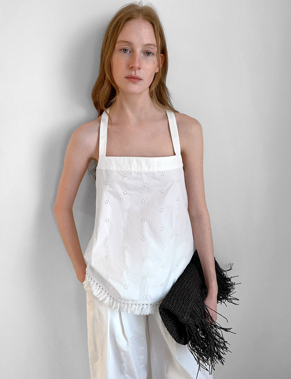 White Eyelet Bow-Back Top-PREORDER