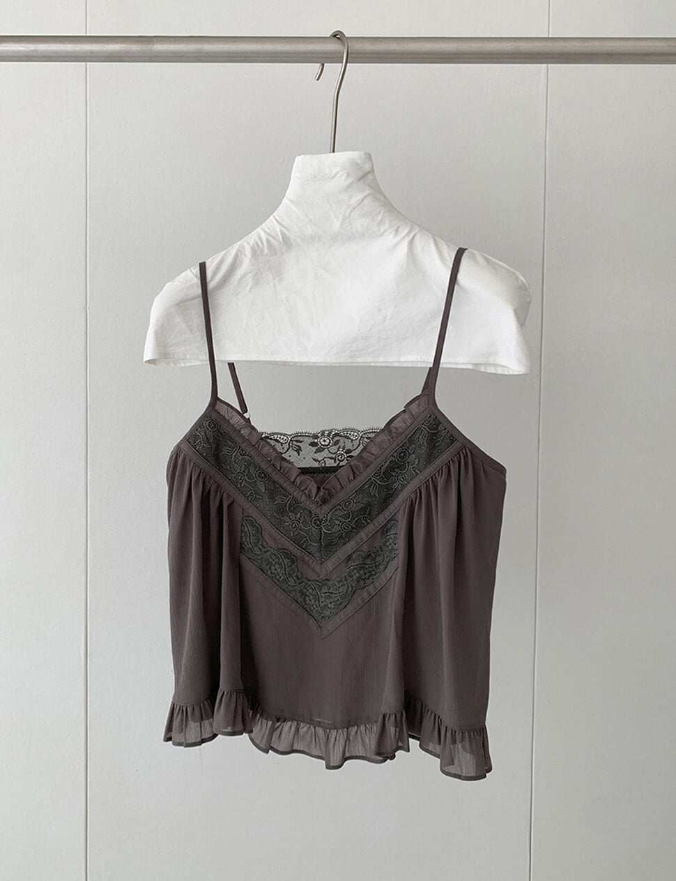 Grey Lace Panel Cami Tank-PREORDER