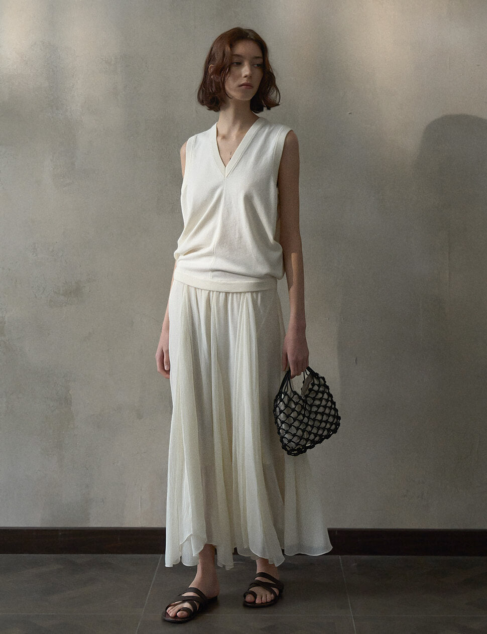 Beige Pleated Skirt