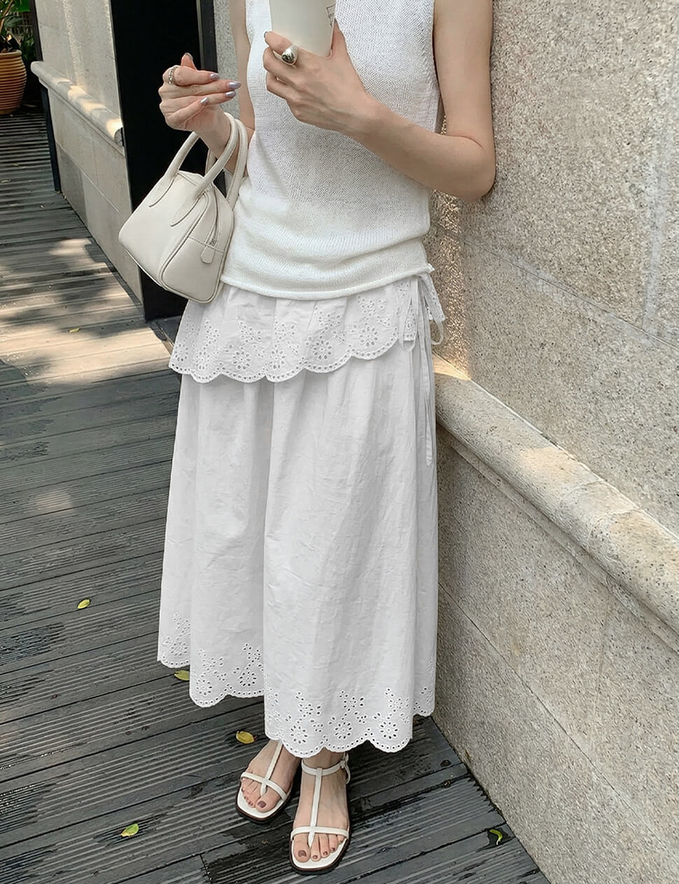 Tiered Eyelet Midi Skirt-PREORDER
