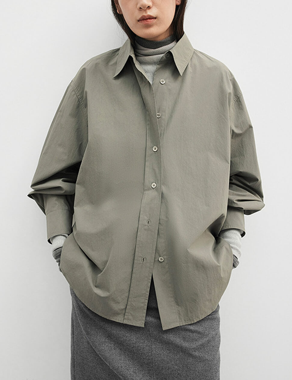 Sage Belted Oversized Shirt Sage Belted Oversized Shirt