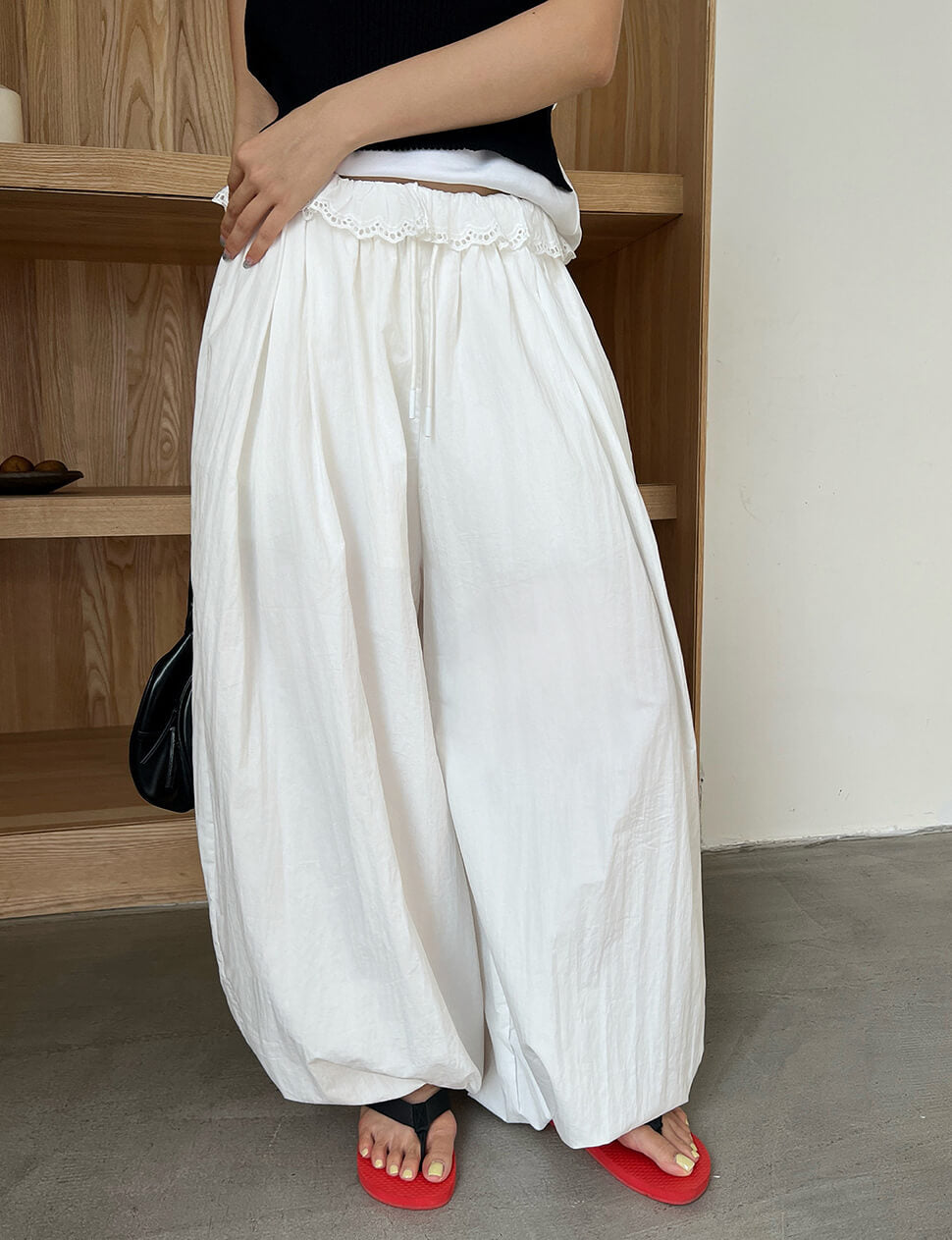 Eyelet-Trim Balloon Pants-PREORDER