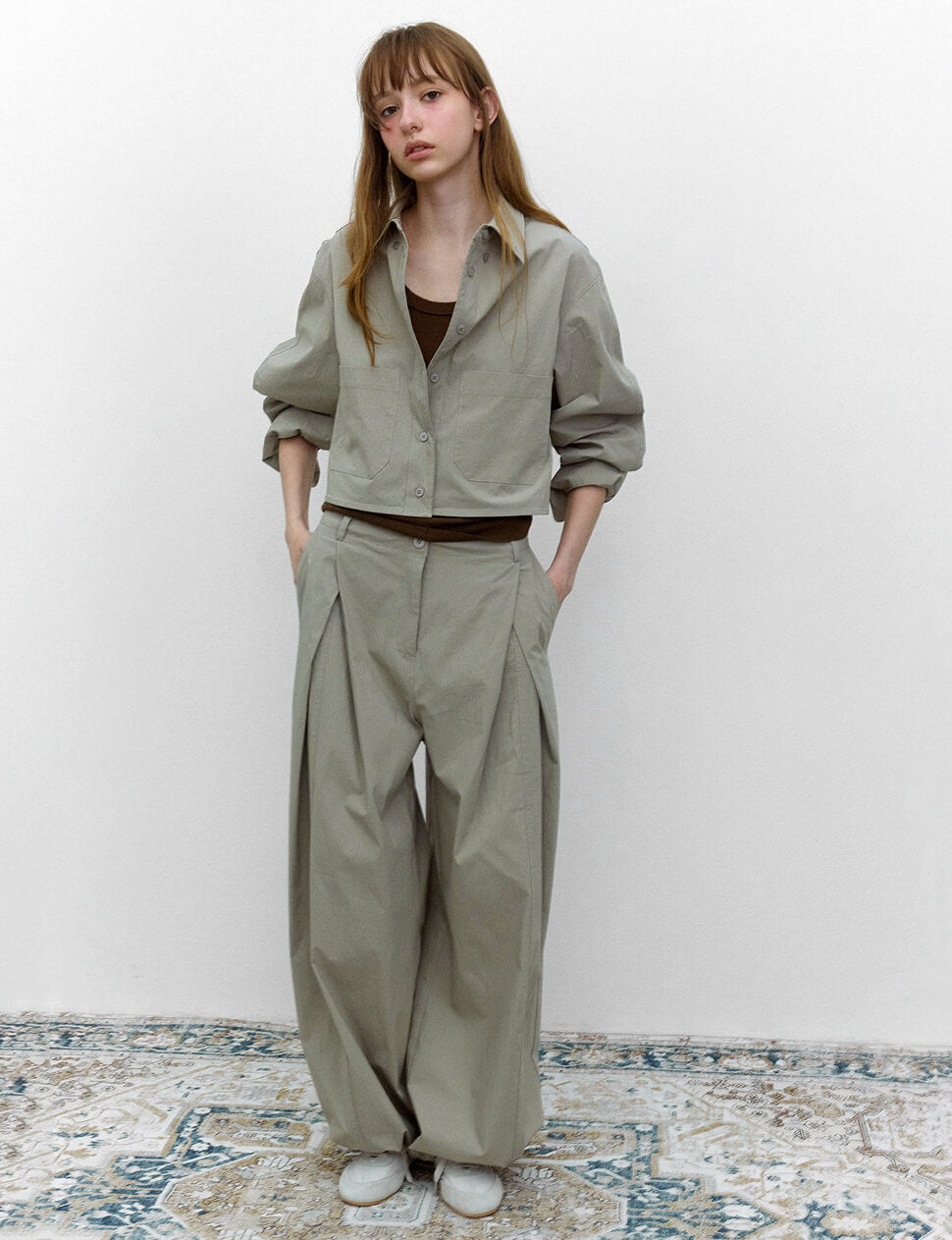Grey Crop Pocket Shirt -PREORDER