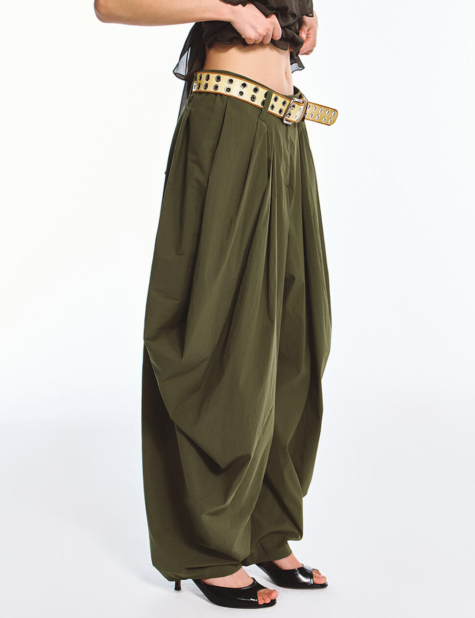 Olive Draped Harem Pants-PREORDER