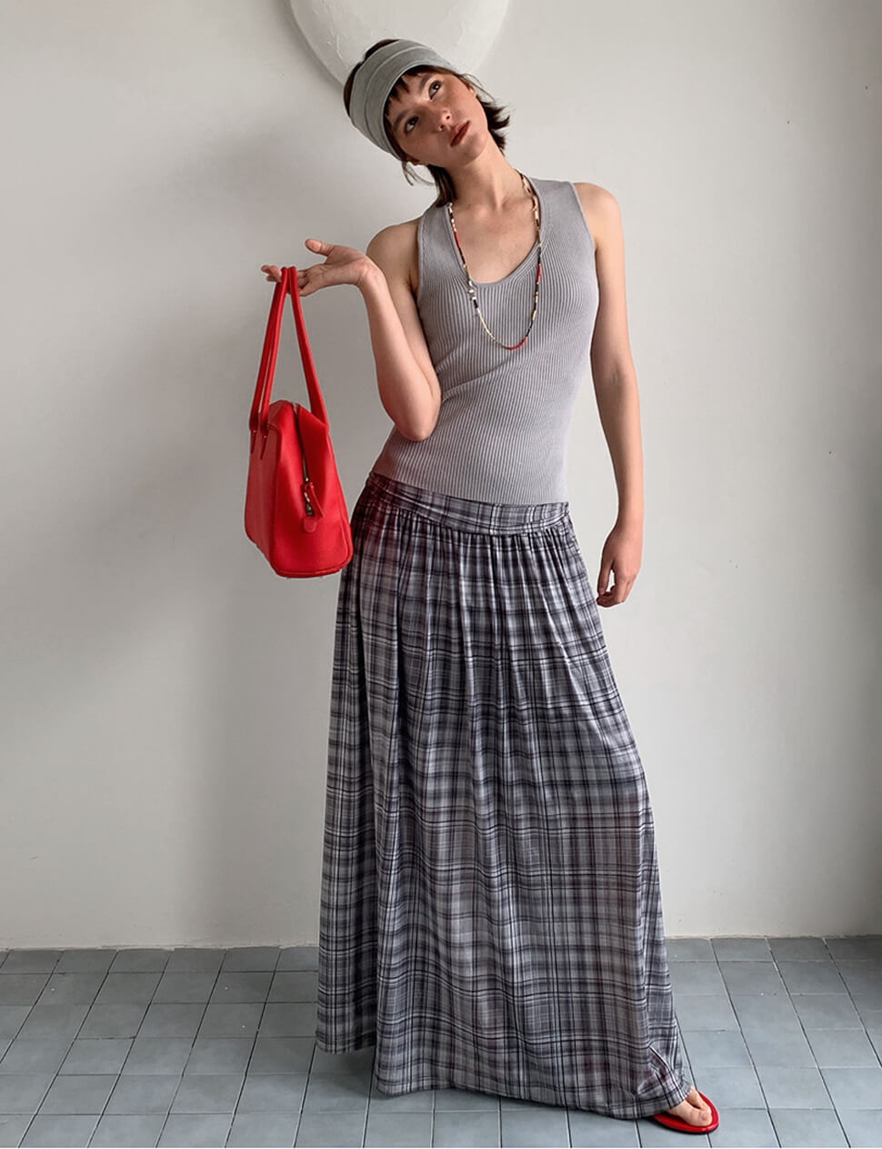 Grey Plaid Skirt -PREORDER