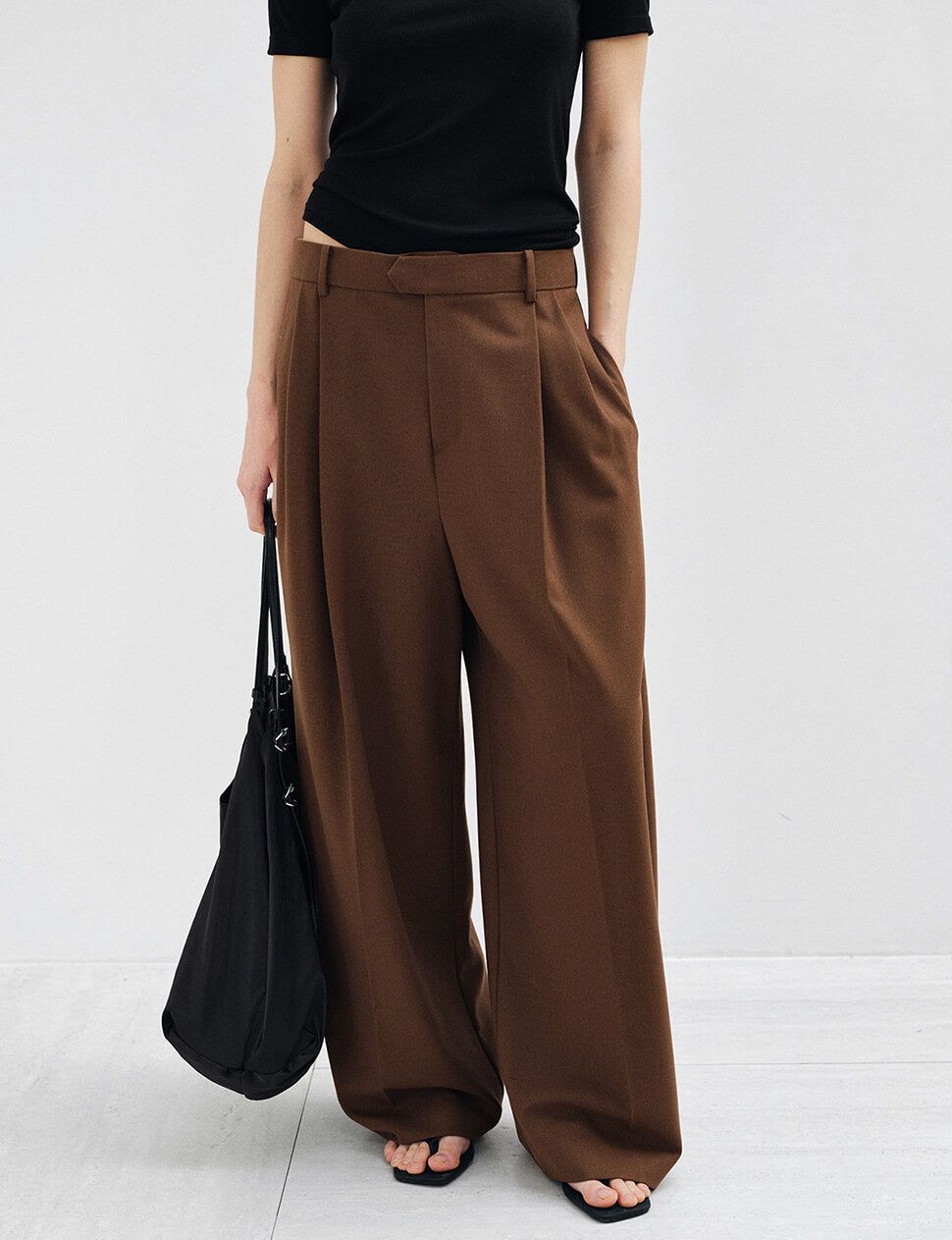 Pleated Wide Leg Pants - Tobacco-PREORDER