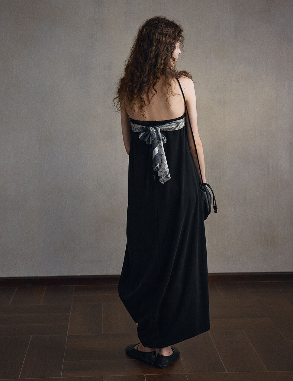 Black Strapless Cocoon Scarf-Tie Dress-PREORDER