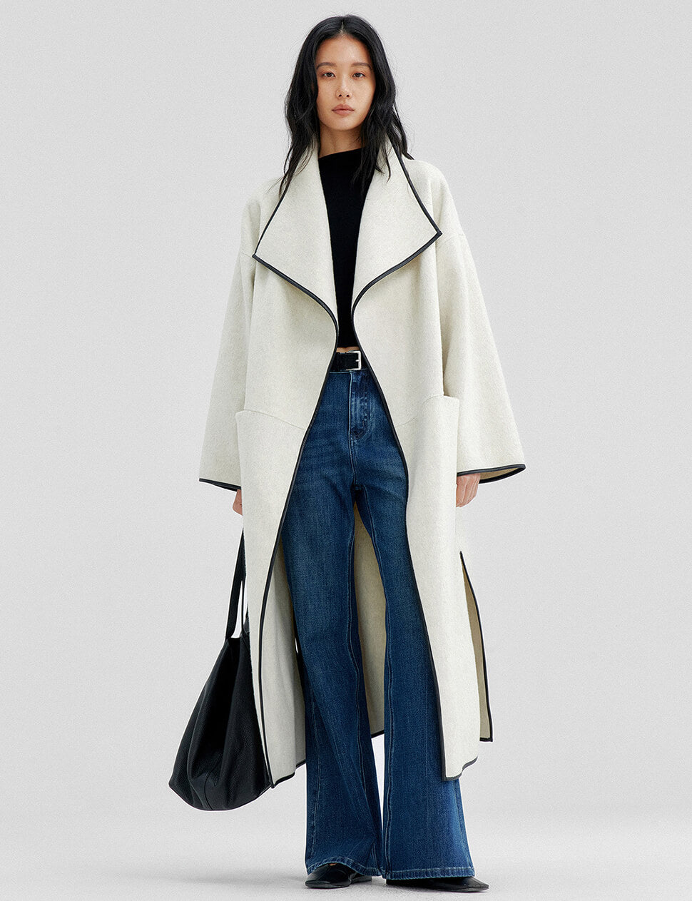White Trim Long Coat-PREORDER